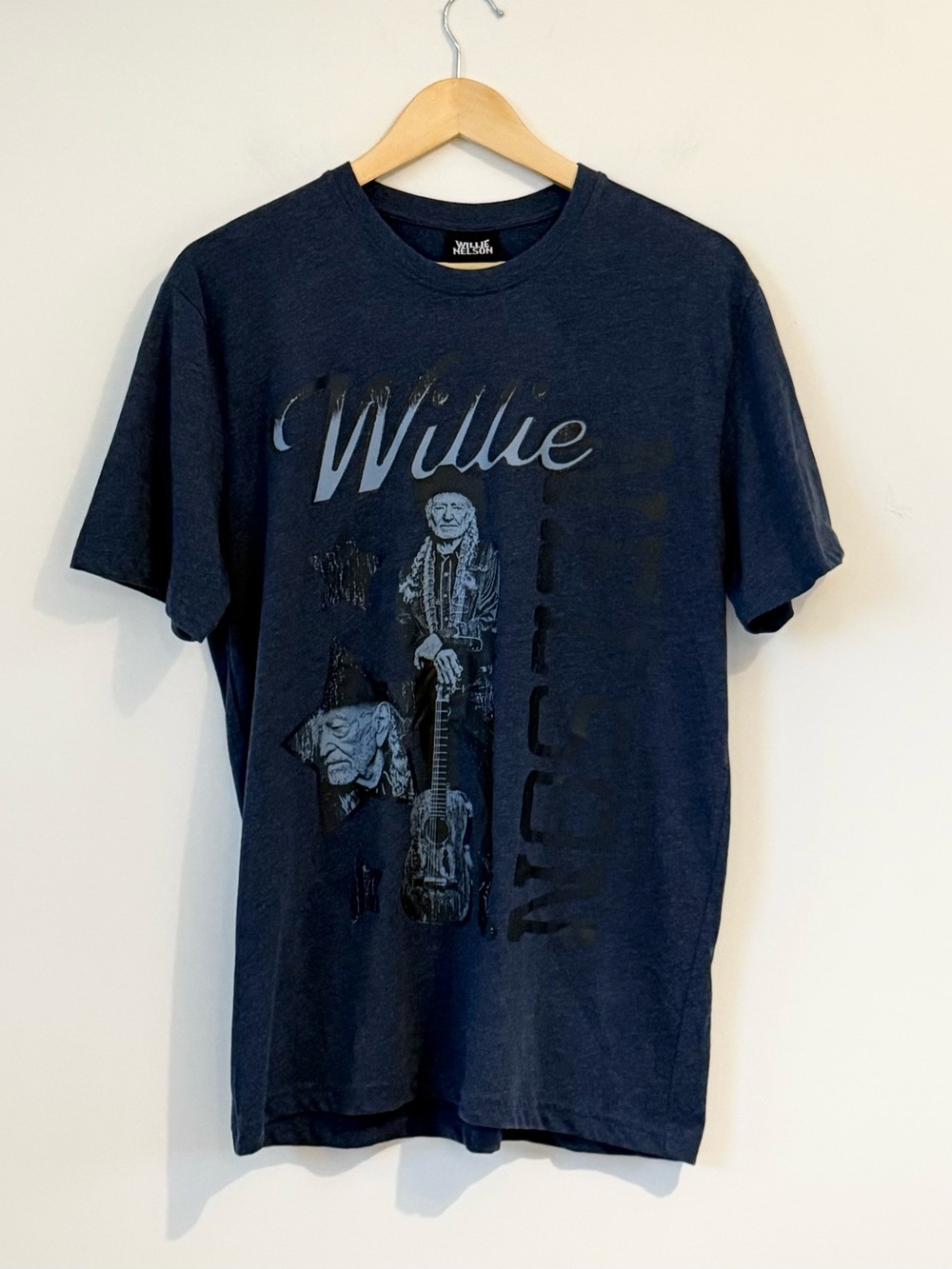 Willie Nelson Graphic Tee Blue Heather Licensed Concert Merch T-Shirt Size M